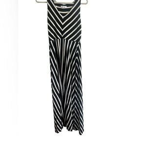 Athleta Black and White Asymmetrical A-Line Maxi Dress